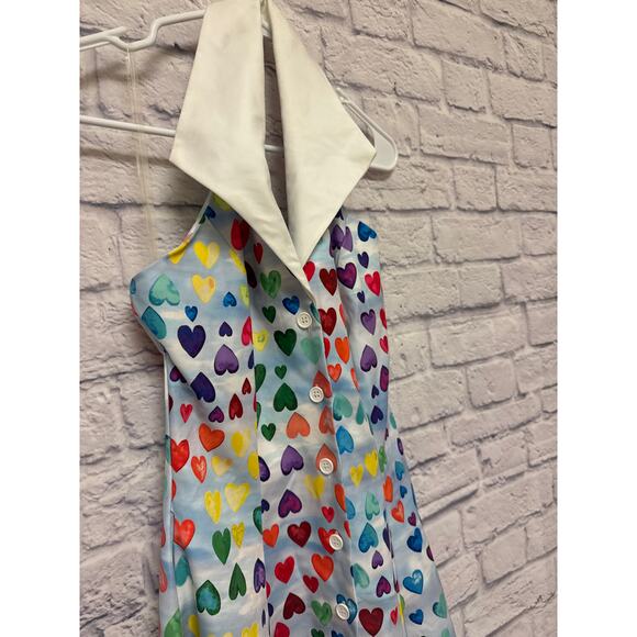 Unique Vintage Peacock Room Rainbow Heart Dress w/Halter Collar SZ 2 (XS) NWT - Picture 2 of 5